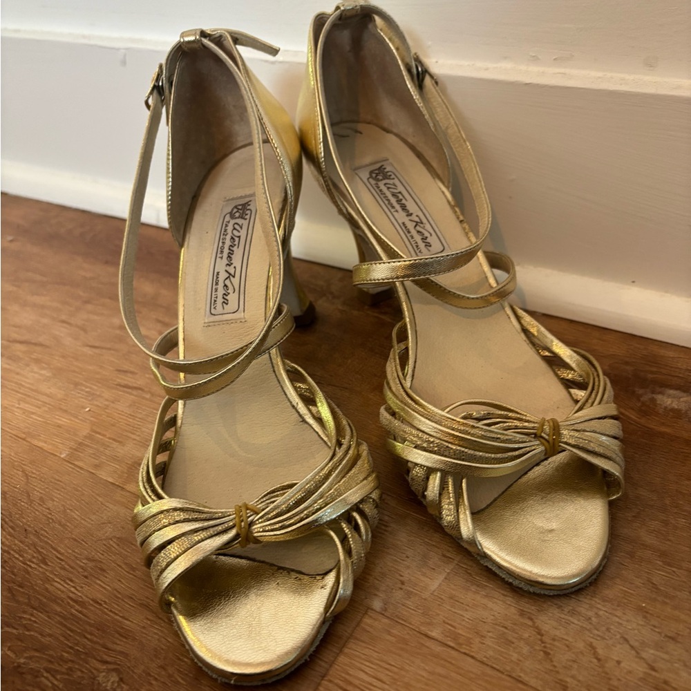 Werner Kern - Chevro playing/ fantasia beige 6.5 Latin/ Ballroom shoes